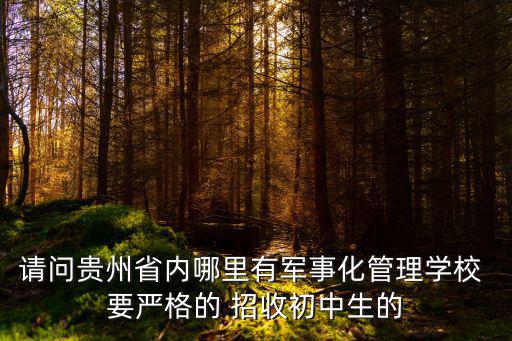 請問貴州省內哪里有軍事化管理學校 要嚴格的 招收初中生的