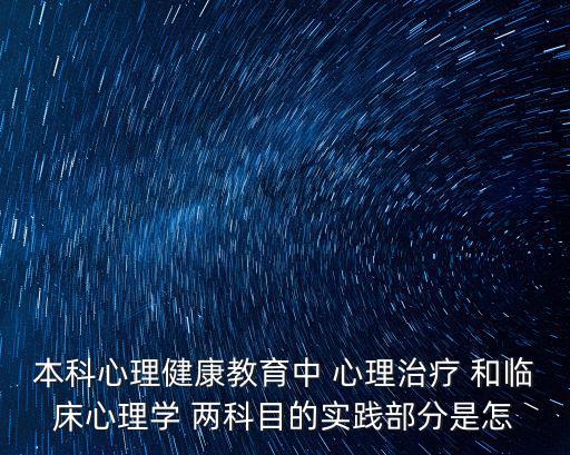 本科心理健康教育中 心理治療 和臨床心理學(xué) 兩科目的實(shí)踐部分是怎