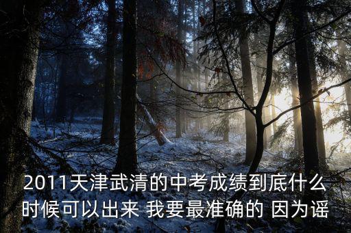 2011天津武清的中考成績到底什么時候可以出來 我要最準確的 因為謠