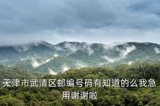 天津市武清區郵編號碼有知道的么我急用謝謝啦