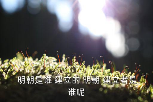  明朝是誰 建立的 明朝 建立者是誰呢