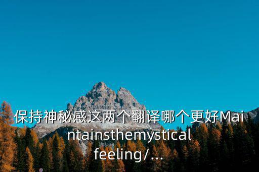 保持神秘感這兩個(gè)翻譯哪個(gè)更好Maintainsthemysticalfeeling/...