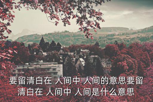 要留清白在 人間中 人間的意思要留清白在 人間中 人間是什么意思