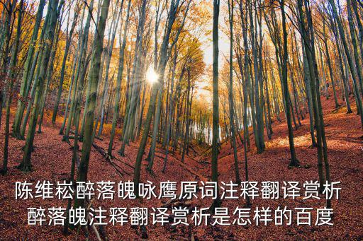 醉落魄詠鷹，醉落魄 詠鷹的翻譯急急急