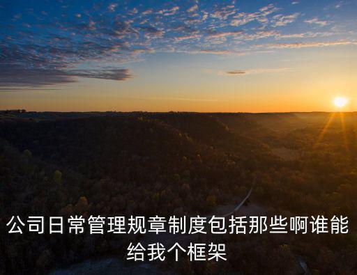 公司日常管理規章制度包括那些啊誰能給我個框架