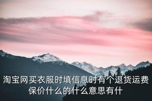 淘寶網買衣服時填信息時有個退貨運費保價什么的什么意思有什