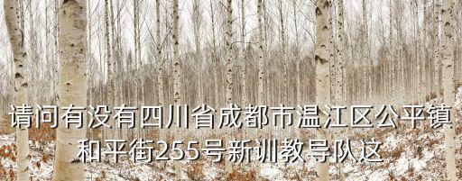 請(qǐng)問(wèn)有沒(méi)有四川省成都市溫江區(qū)公平鎮(zhèn)和平街255號(hào)新訓(xùn)教導(dǎo)隊(duì)這