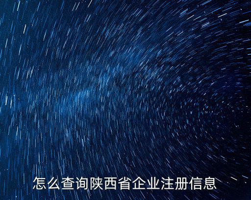 怎么查詢陜西省企業(yè)注冊信息