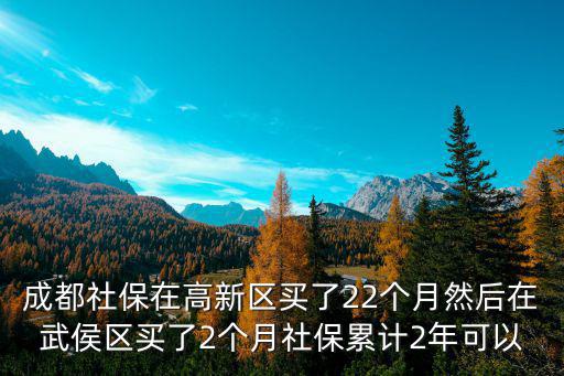 成都社保在高新區(qū)買了22個月然后在武侯區(qū)買了2個月社保累計2年可以