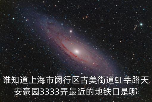 誰知道上海市閔行區(qū)古美街道虹莘路天安豪園3333弄最近的地鐵口是哪