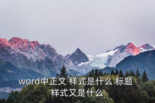 word中正文 樣式是什么 標題 樣式又是什么