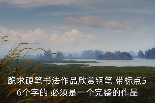 跪求硬筆書法作品欣賞鋼筆 帶標點56個字的 必須是一個完整的作品