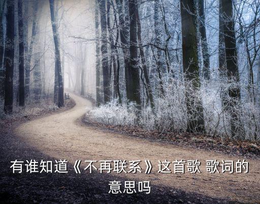 不再聯系歌詞,和你斷了聯系是不是回不去