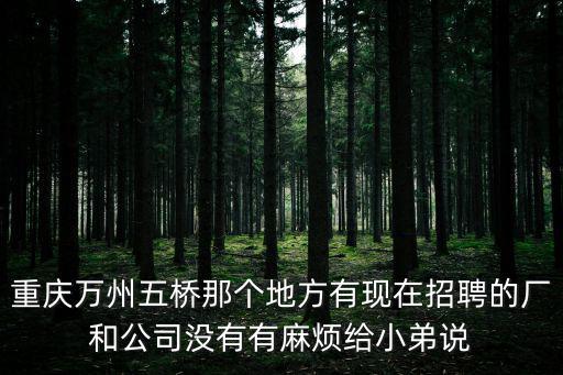 重慶萬州五橋那個(gè)地方有現(xiàn)在招聘的廠和公司沒有有麻煩給小弟說