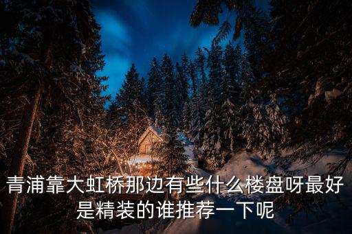 青浦靠大虹橋那邊有些什么樓盤呀最好是精裝的誰推薦一下呢