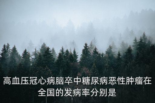 高血壓冠心病腦卒中糖尿病惡性腫瘤在全國的發病率分別是