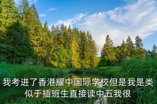 我考進了香港耀中國際學校但是我是類似于插班生直接讀中五我很