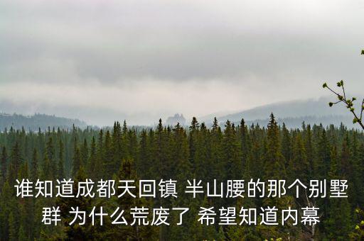 誰知道成都天回鎮 半山腰的那個別墅群 為什么荒廢了 希望知道內幕