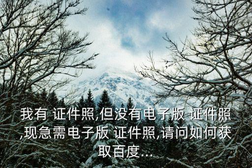 我有 證件照,但沒有電子版 證件照,現急需電子版 證件照,請問如何獲取百度...