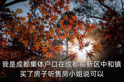 我是成都集體戶口在成都高新區(qū)中和鎮(zhèn)買了房子聽售房小姐說可以