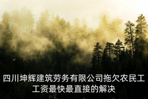四川坤輝建筑勞務有限公司拖欠農民工工資最快最直接的解決
