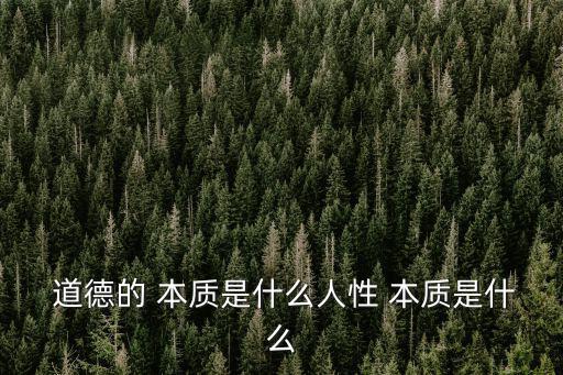  道德的 本質(zhì)是什么人性 本質(zhì)是什么