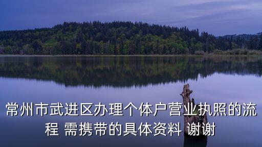 常州市代辦營業執照，常州市武進區辦理個體戶營業執照的流程 需攜帶的具體資料 謝謝