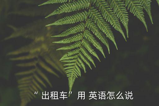 “ 出租車”用 英語怎么說
