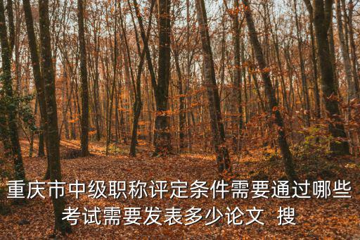重慶市評中級職稱要求，重慶中級職稱評定
