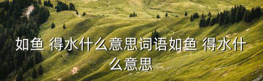 如什么得水,如魚得水:比喻得到志趣相投的人