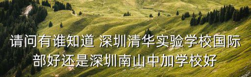 請問有誰知道 深圳清華實驗學校國際部好還是深圳南山中加學校好