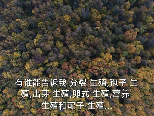 有誰能告訴我 分裂 生殖,孢子 生殖,出芽 生殖,卵式 生殖,營養(yǎng) 生殖和配子 生殖...