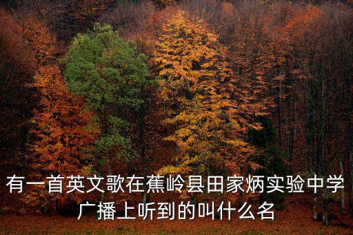 有一首英文歌在蕉嶺縣田家炳實驗中學廣播上聽到的叫什么名