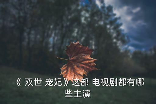 《 雙世 寵妃》這部 電視劇都有哪些主演