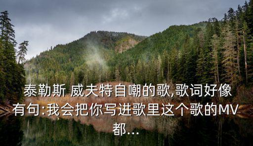  泰勒斯 威夫特自嘲的歌,歌詞好像有句:我會把你寫進歌里這個歌的MV都...