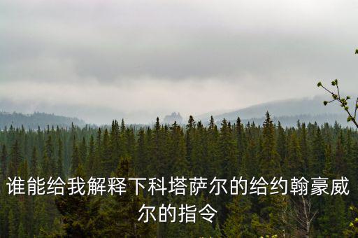 誰(shuí)能給我解釋下科塔薩爾的給約翰豪威爾的指令