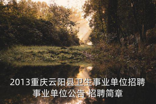 2013重慶云陽縣衛生事業單位招聘事業單位公告 招聘簡章