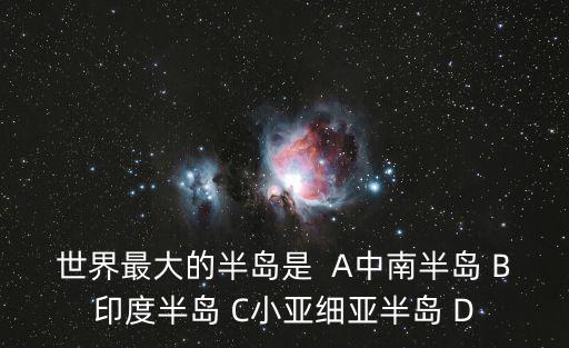 世界最大的半島是  A中南半島 B印度半島 C小亞細亞半島 D