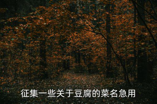 征集一些關于豆腐的菜名急用