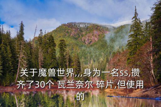 關于魔獸世界,,,身為一名ss,攢齊了30個 瓦蘭奈爾 碎片,但使用的