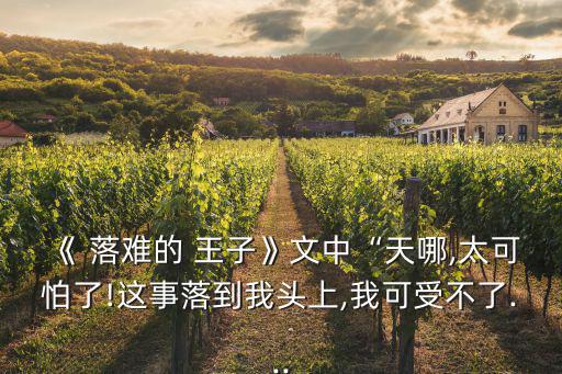 《 落難的 王子》文中“天哪,太可怕了!這事落到我頭上,我可受不了...