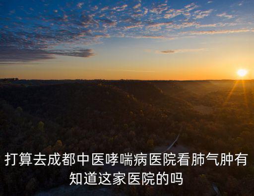 打算去成都中醫(yī)哮喘病醫(yī)院看肺氣腫有知道這家醫(yī)院的嗎