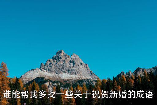 祝福新婚的成語(yǔ)，誰(shuí)能幫我多找一些關(guān)于祝賀新婚的成語(yǔ)