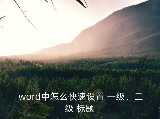 word一級(jí)標(biāo)題,教你如何設(shè)置文檔的最高標(biāo)題