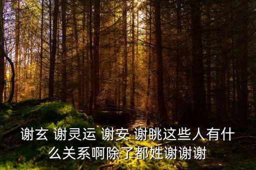 謝玄 謝靈運(yùn) 謝安 謝眺這些人有什么關(guān)系啊除了都姓謝謝謝