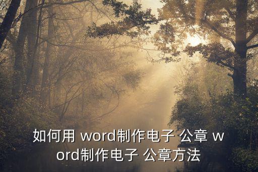 如何用 word制作電子 公章 word制作電子 公章方法