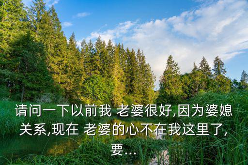 請問一下以前我 老婆很好,因為婆媳關系,現在 老婆的心不在我這里了,要...