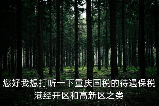 您好我想打聽一下重慶國稅的待遇保稅港經開區和高新區之類