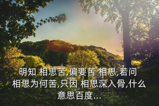 明知 相思苦,偏要苦 相思,若問 相思為何苦,只因 相思深入骨,什么意思百度...
