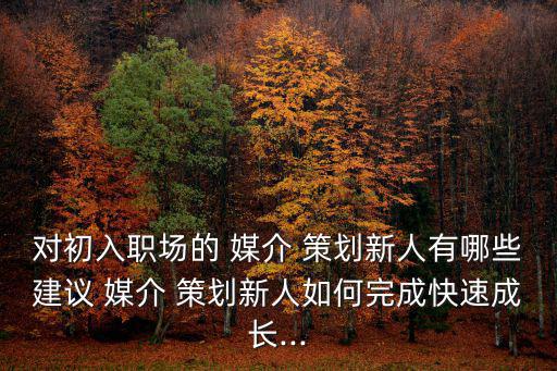 對(duì)初入職場(chǎng)的 媒介 策劃新人有哪些建議 媒介 策劃新人如何完成快速成長(zhǎng)...